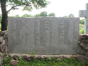 Tablica z nazwiskami Polaków pomordowanych przez UPA w Berezowicy Małej
