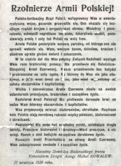 Sowiecka odezwa do żołnierzy polskich