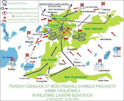 Tereny działań 27 Dywizji Piechoty AK w rejonie Lasów Szackich w okresie 05-22.05.1944
